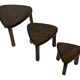 Set of 3 brutalist oak oval side or nesting tables minimalist design 1970s