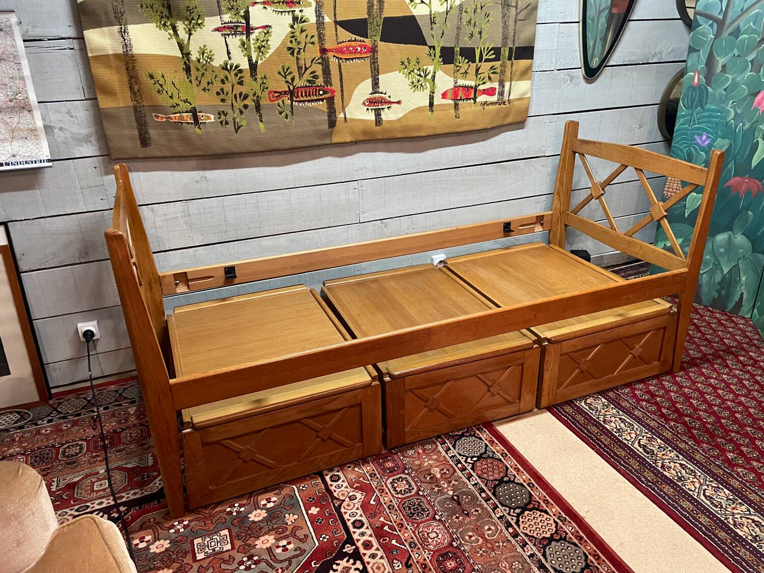 Daybed with vintage box spring, 59/60 cm thick