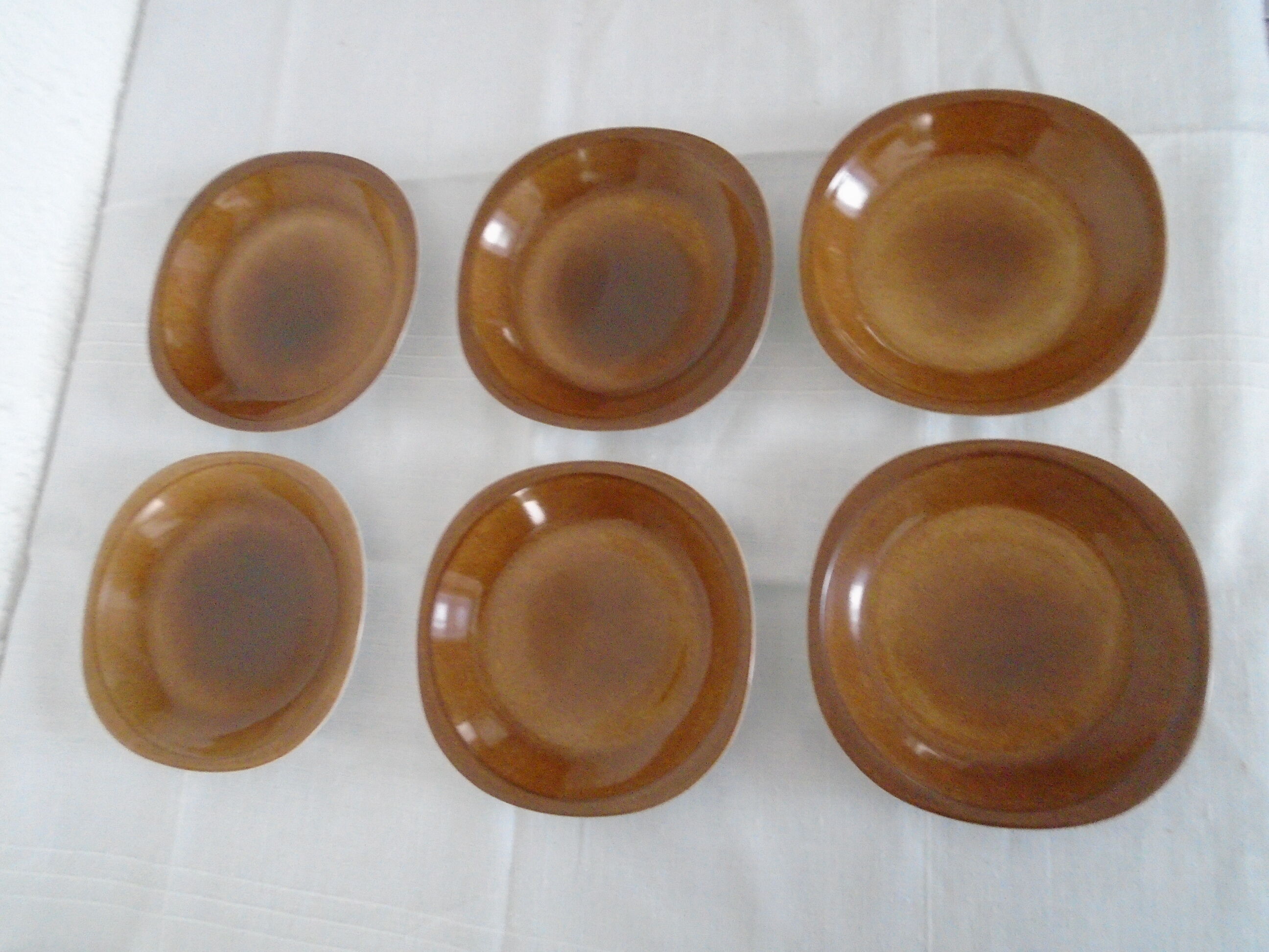 6 Hollow e-enamel enamel porcelain plates from Sologne France