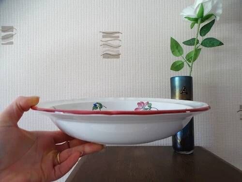 KG LUNEVILLE "Reverb" Salad bowl and deep dish earthenware hand-painted flowers