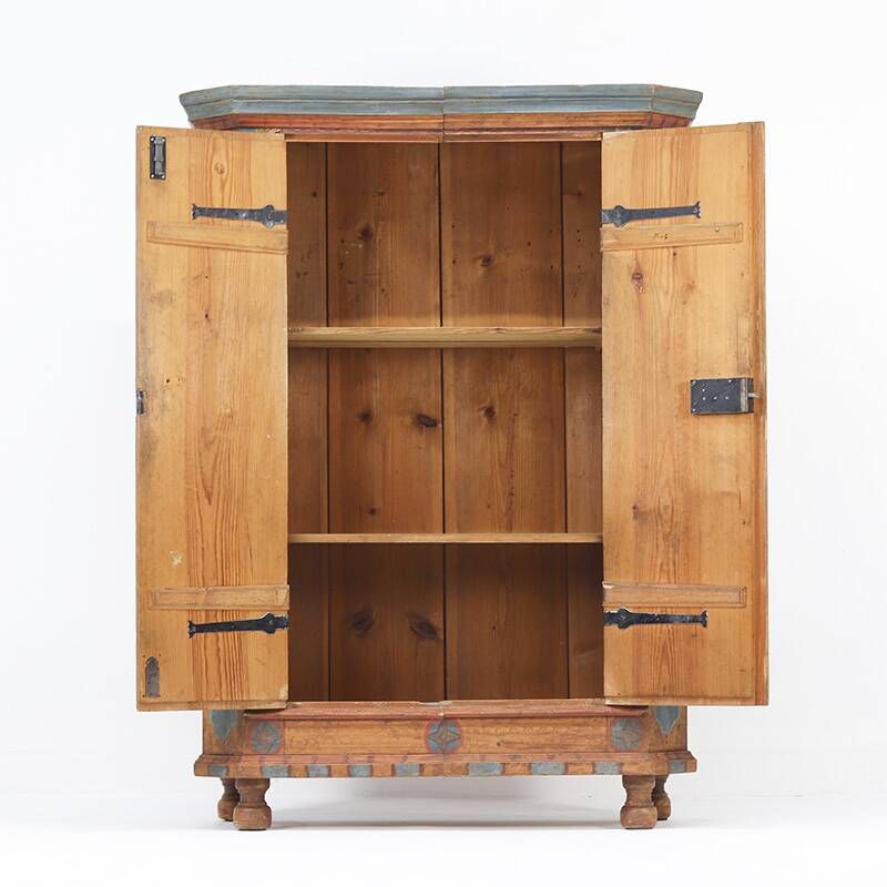 Armoire de mariée peinte art populaire de ferme rustique, 1827
