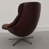 Swivel armchair and stool by h. w. klein for bramin, 1970s, set of 2