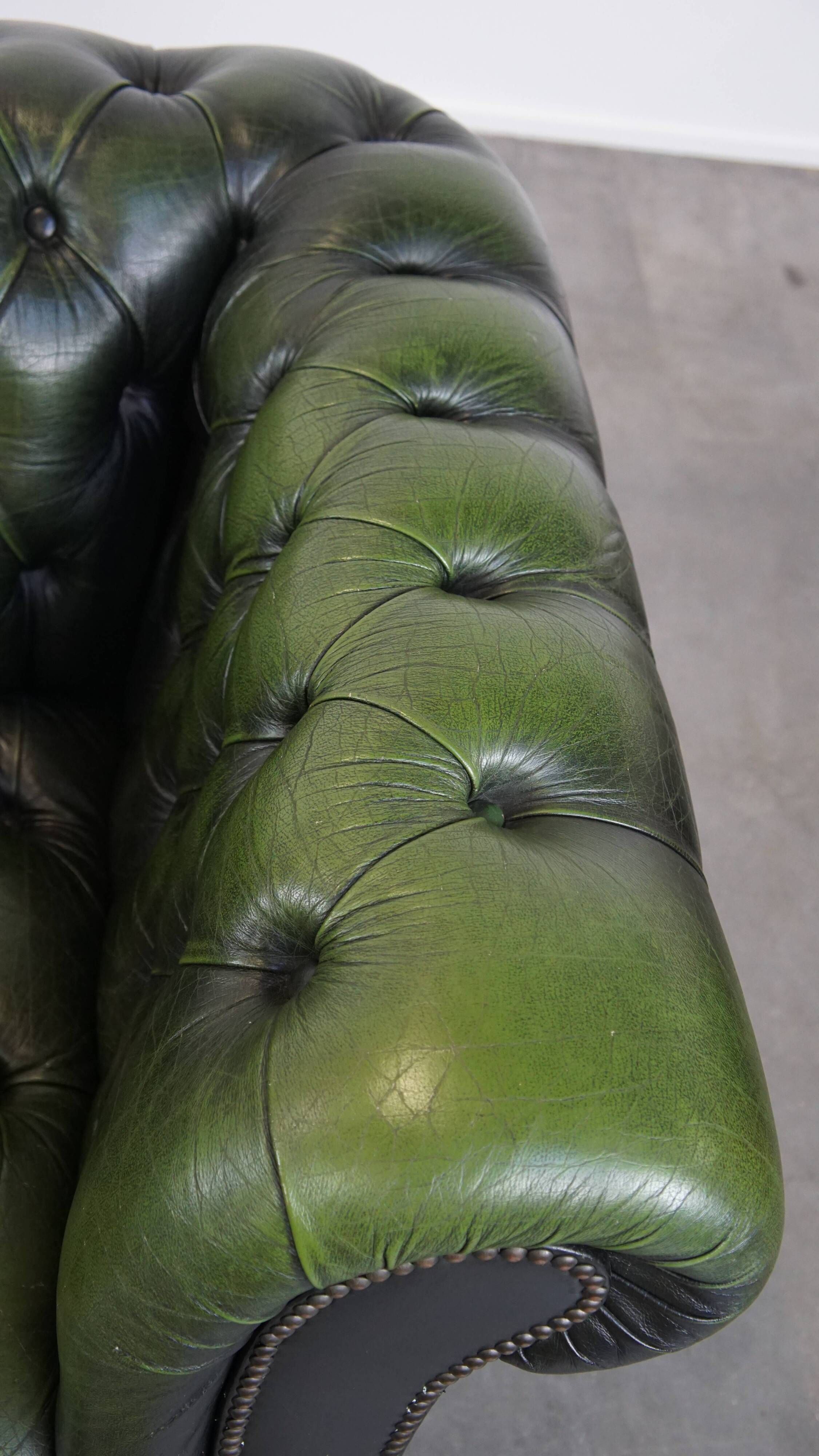 Green English Vintage Chesterfield Club Chair