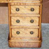 Antique desk by James Winter & Sons London in satin wood and leather.