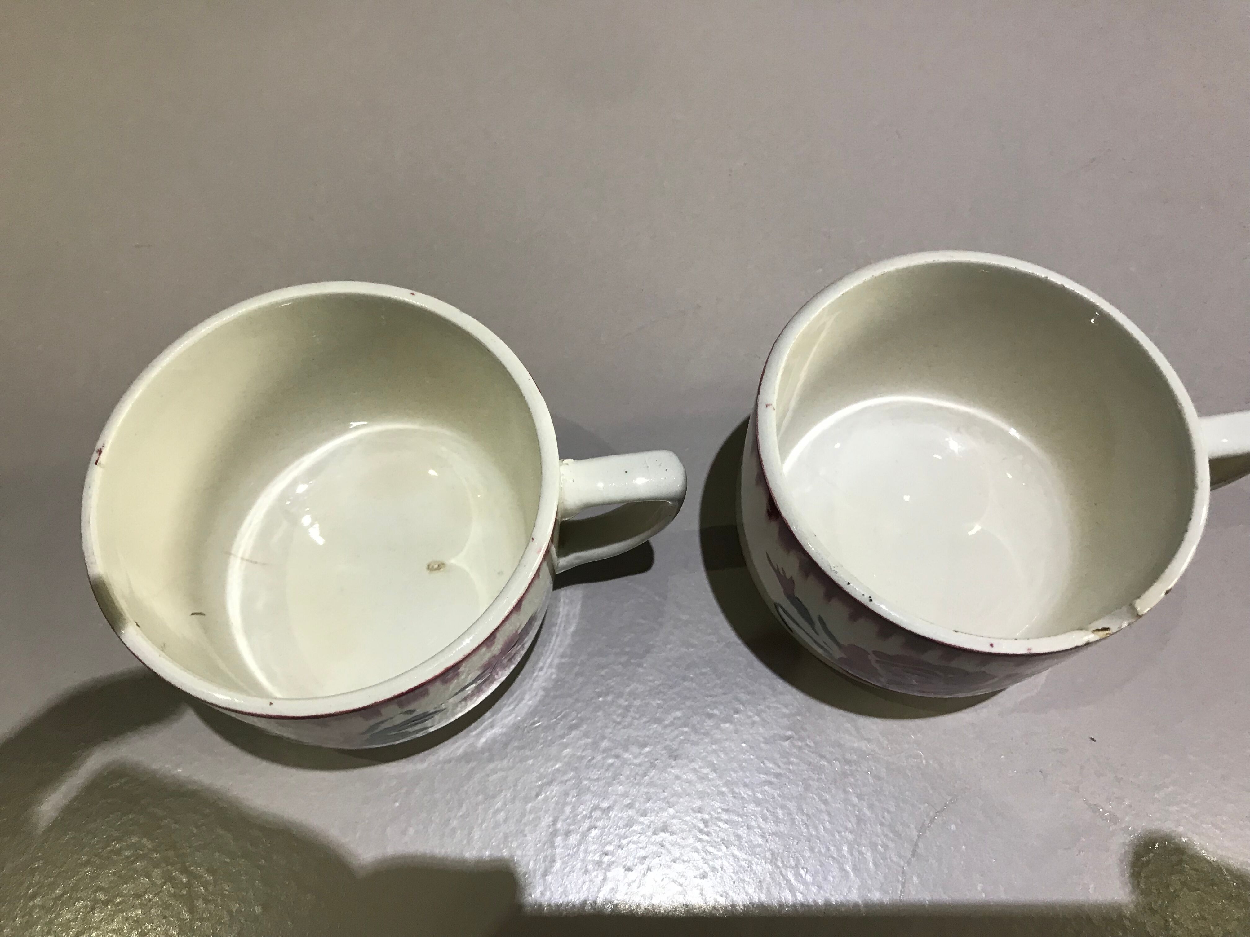 Lot of two cups digoin sarreguemines decoration Yvette