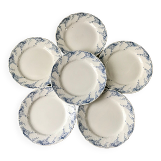 lot de 6 assiettes plates en Terre de Fer K&G Lunéville modèle "Angèle" fin XIXème