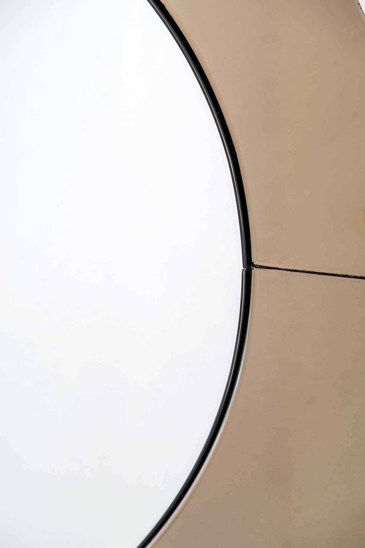 Mid-Century Modern Italian Smoked Round Large Mirror, 1970s