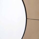 Grand miroir rond fumé italien moderne du milieu du siècle, années 1970