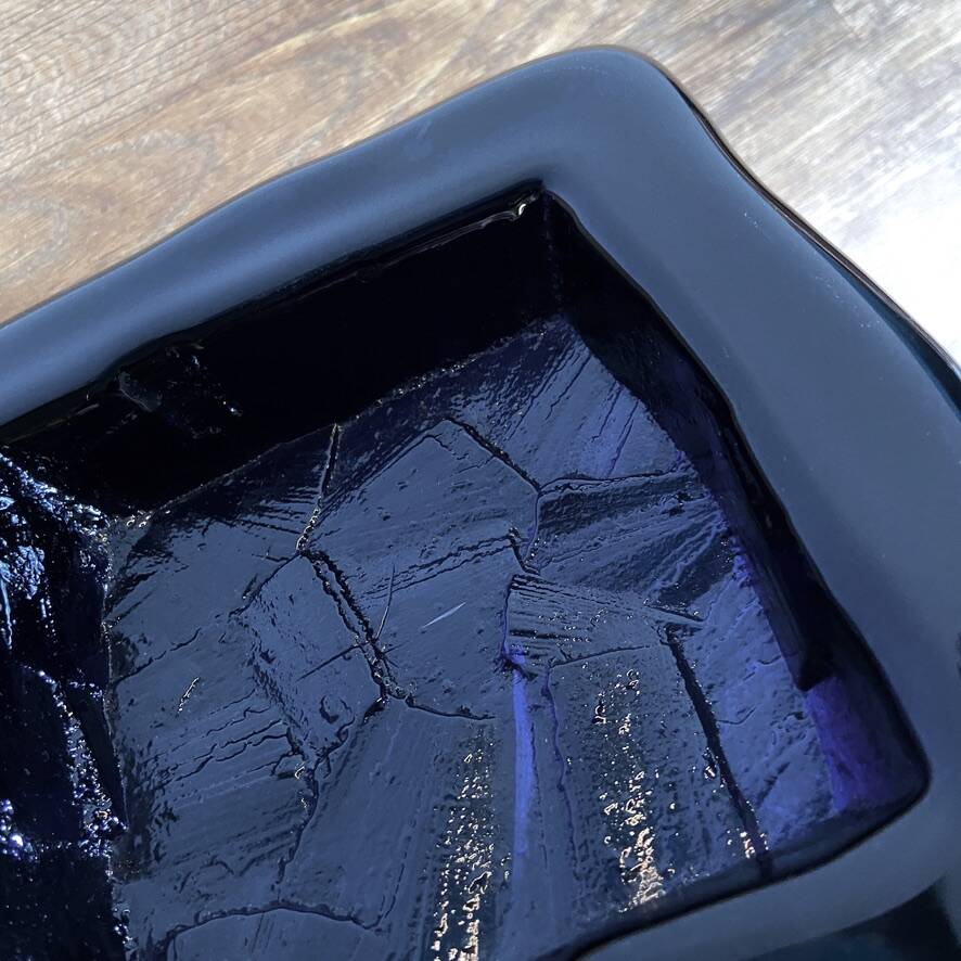 Cobalt blue square glass bowl - Augustsson design for Ru.