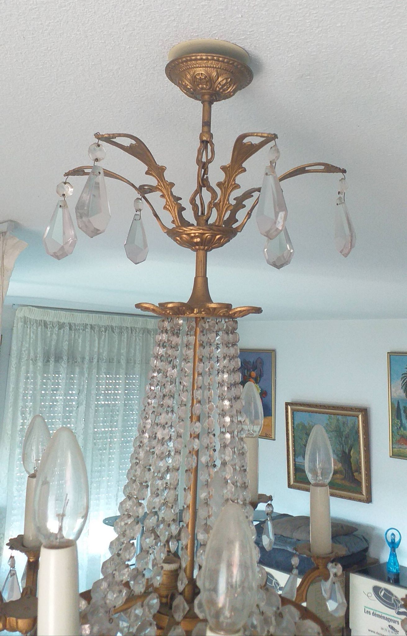 Baroque chandelier made of genuine Bohemian crystal and bronze with 12 branches.