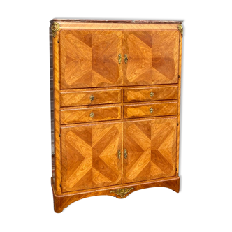 Cabinet in marquetry style Louis XV XIX Th century