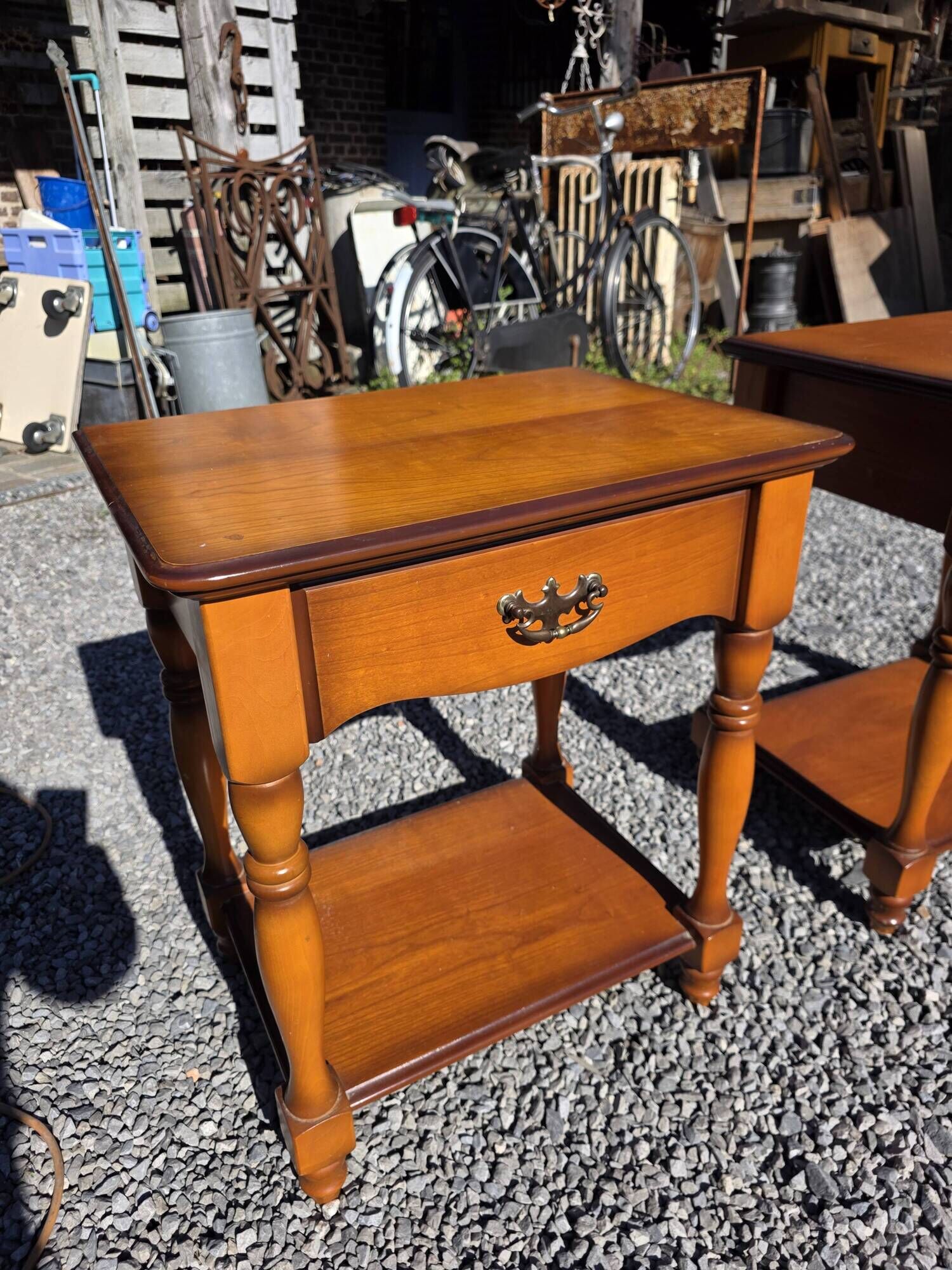 Pair of cherry wood bedside tables from the mid-20th century.
