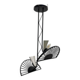 Architectural Black and white Murano Glass Rod  Light Pendant 1980’s