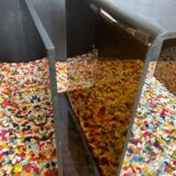 Smoked plexiglass magazine rack side table from the 70s