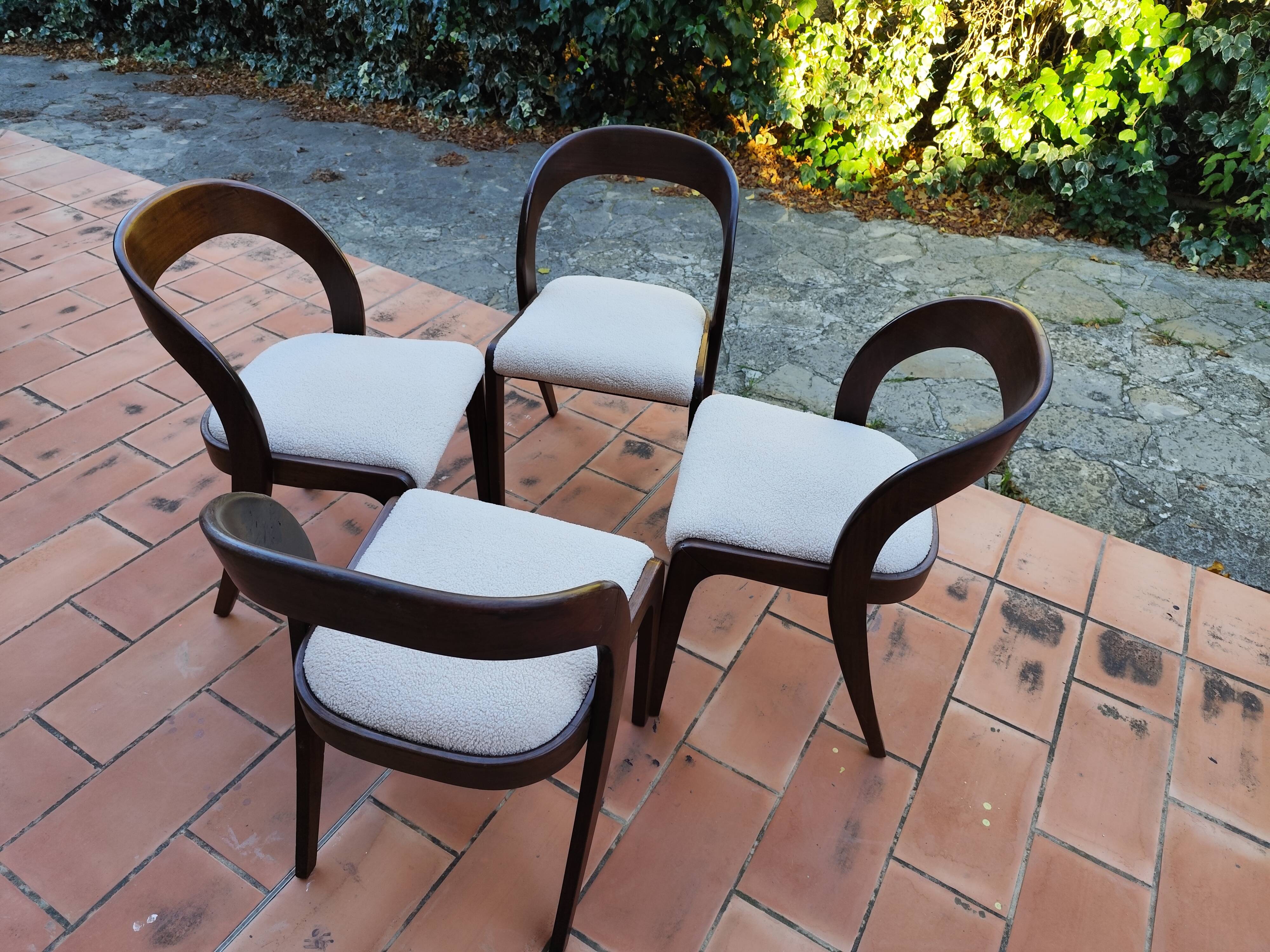 BAUMANN Suite de 4 chaises Gondole vintage 1970