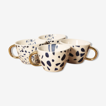 Set de 4 tasses motif terrazzo bleues