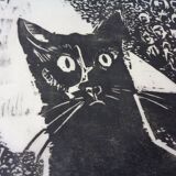 Gerhart Bettermann, 2 Cats, 1980s, Woodcut
