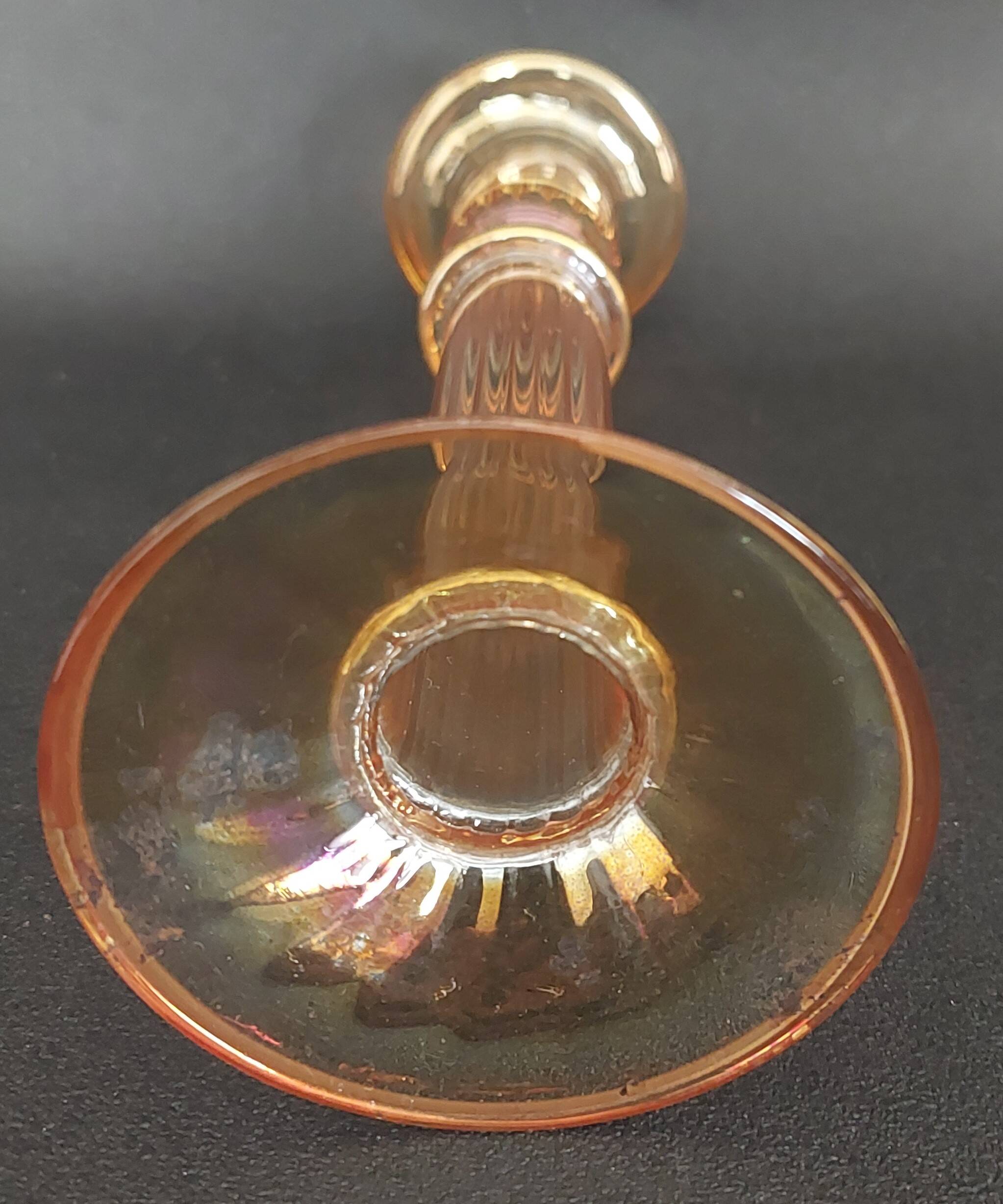 Vintage Murano glass candle holder with gold trim