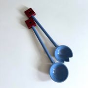 Alessi Euclid salad bowl with cutlery by Michael Graves, 90's