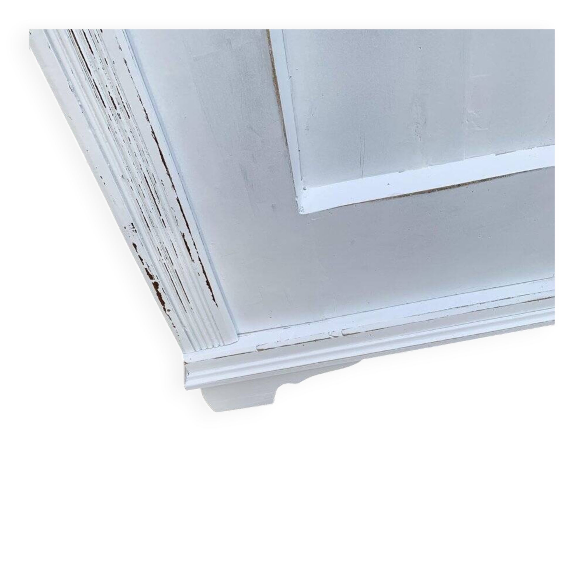 Vintage two-door wardrobe in painted white wood — late 19th century Hungarian style.