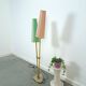 1950s floor lamp with pink and green shade and gold-coloured legs
