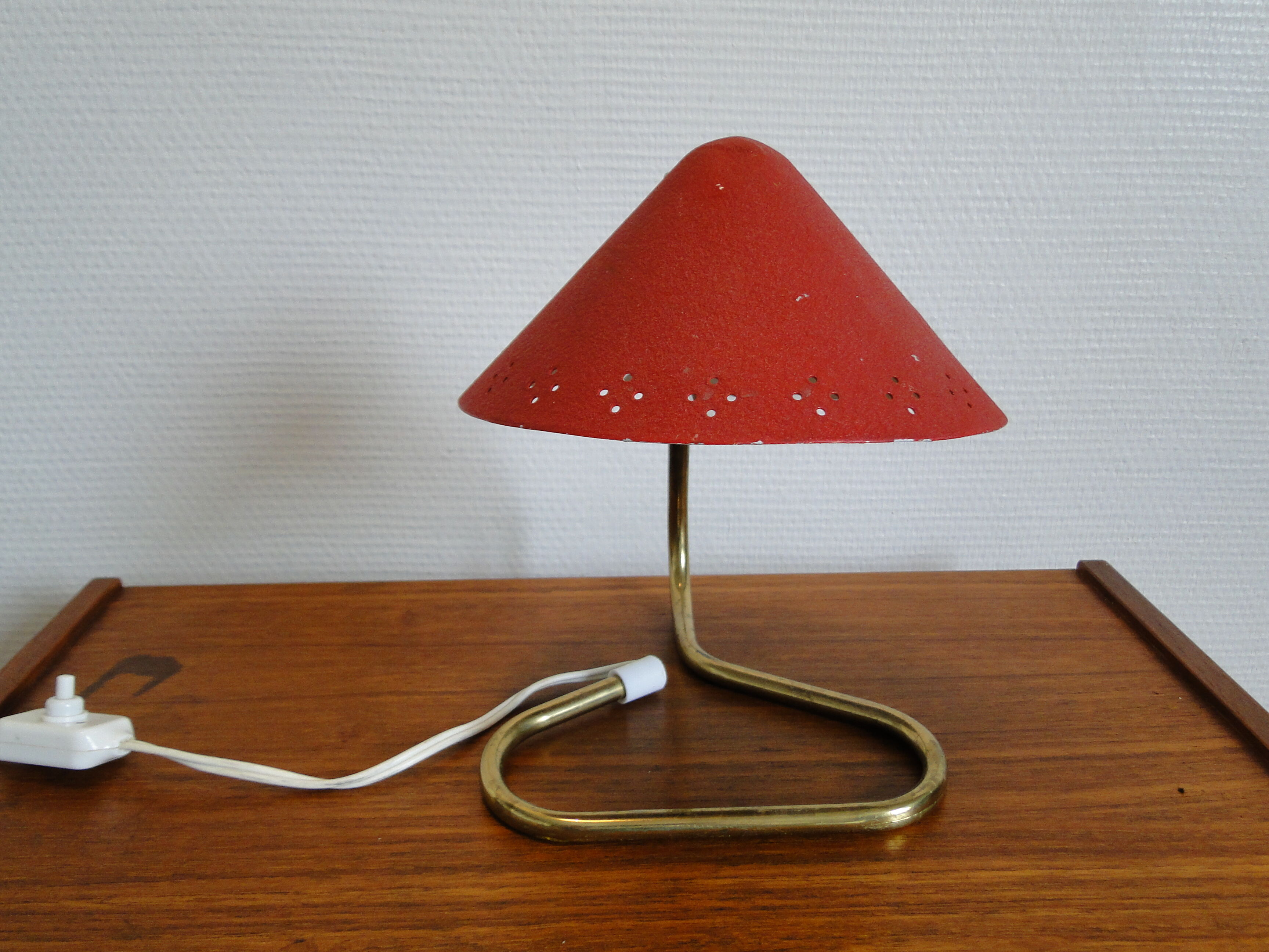 Vintage bedside lamp red 1950