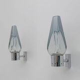 Paire d'appliques murales en verre de Murano, style moderne du milieu du siècle, par Flavio Poli pour Seguso