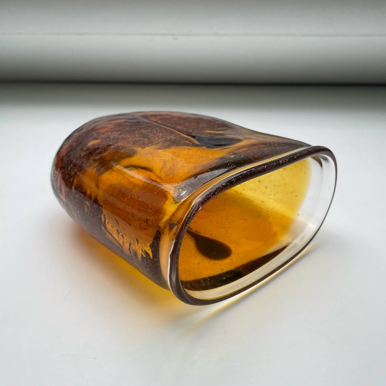 Amber blown glass vase