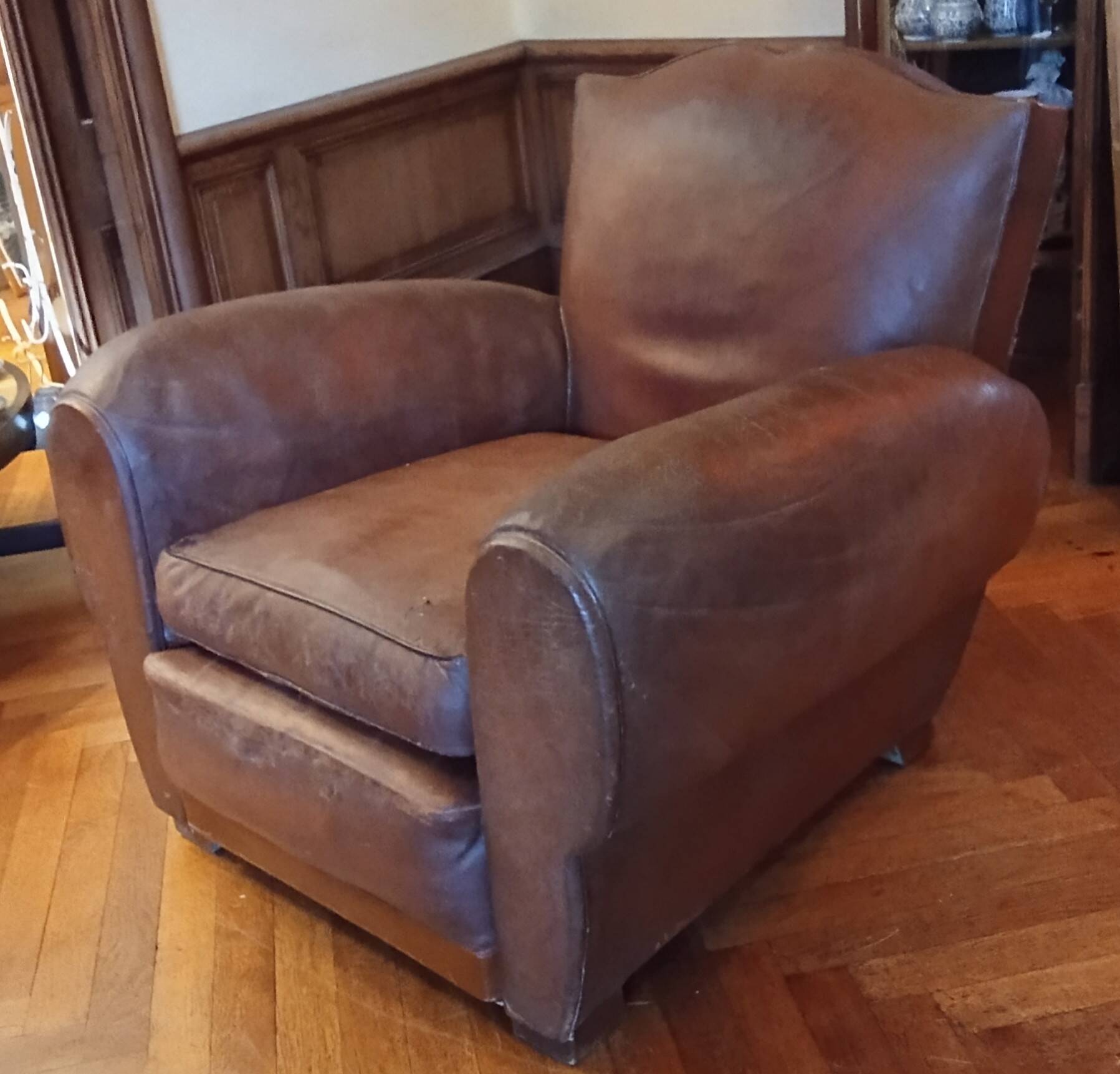 Vintage large club armchair moustache model