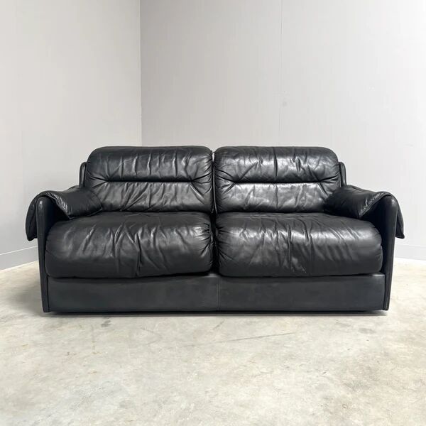 Black leather 2 seat sofa by Dreipunkt, 1970s