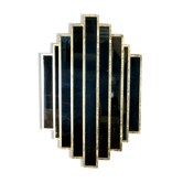 Art deco style "miami" mirror in patinated gilded wood 80x52cm