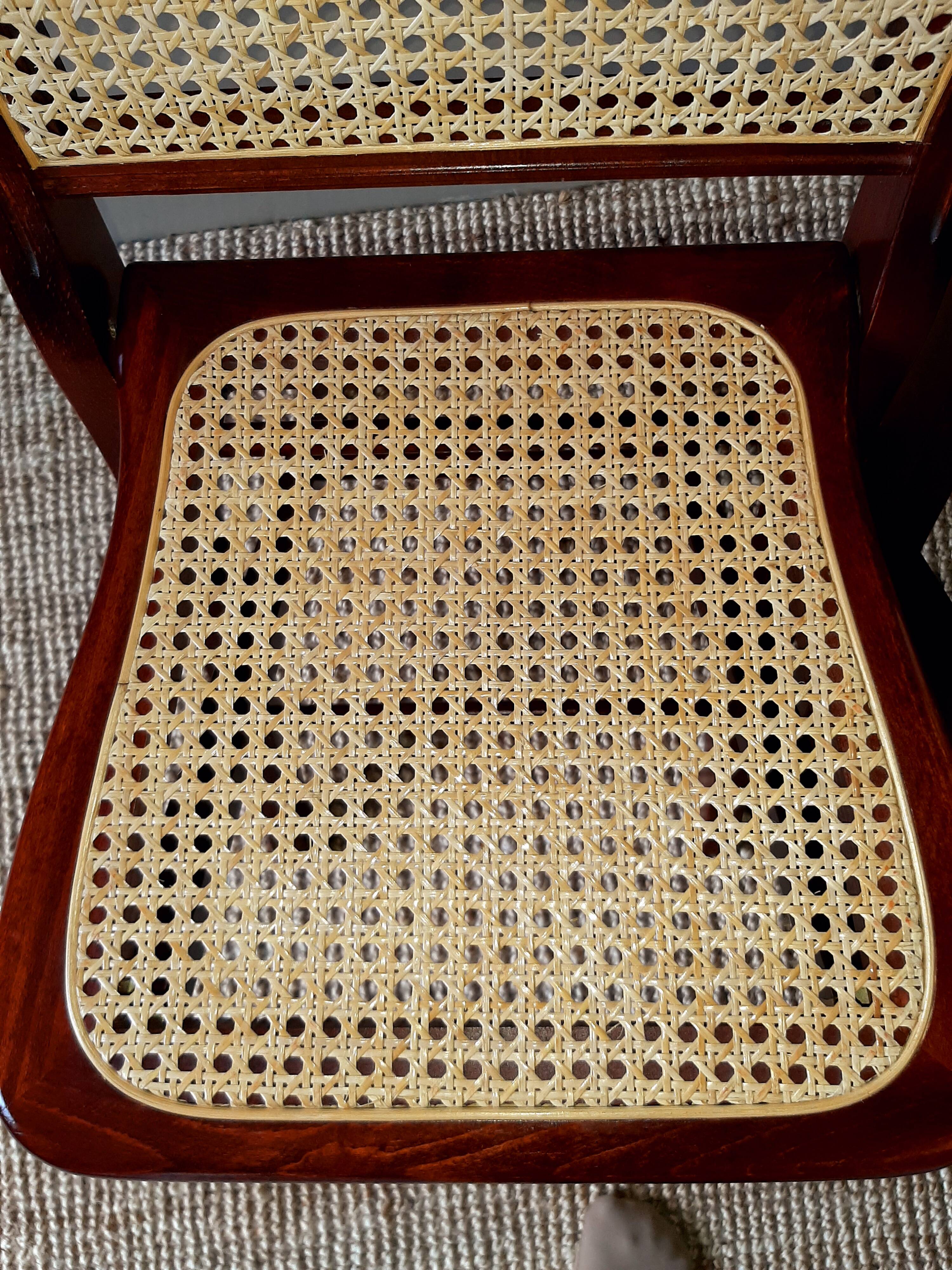 Folding wooden chairs and cannage