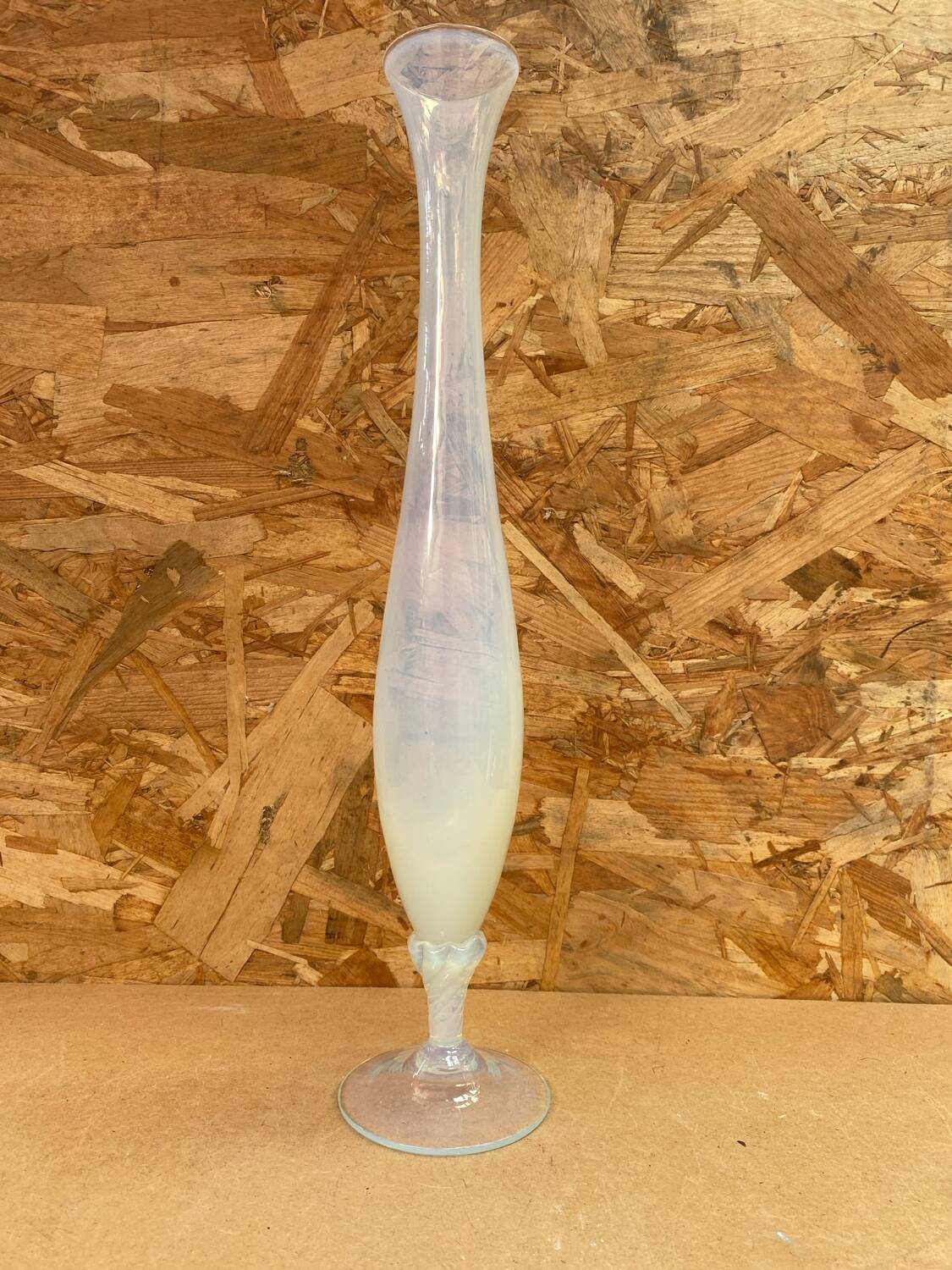 Antique White Opaline Soliflore Vase With Vintage Reflections