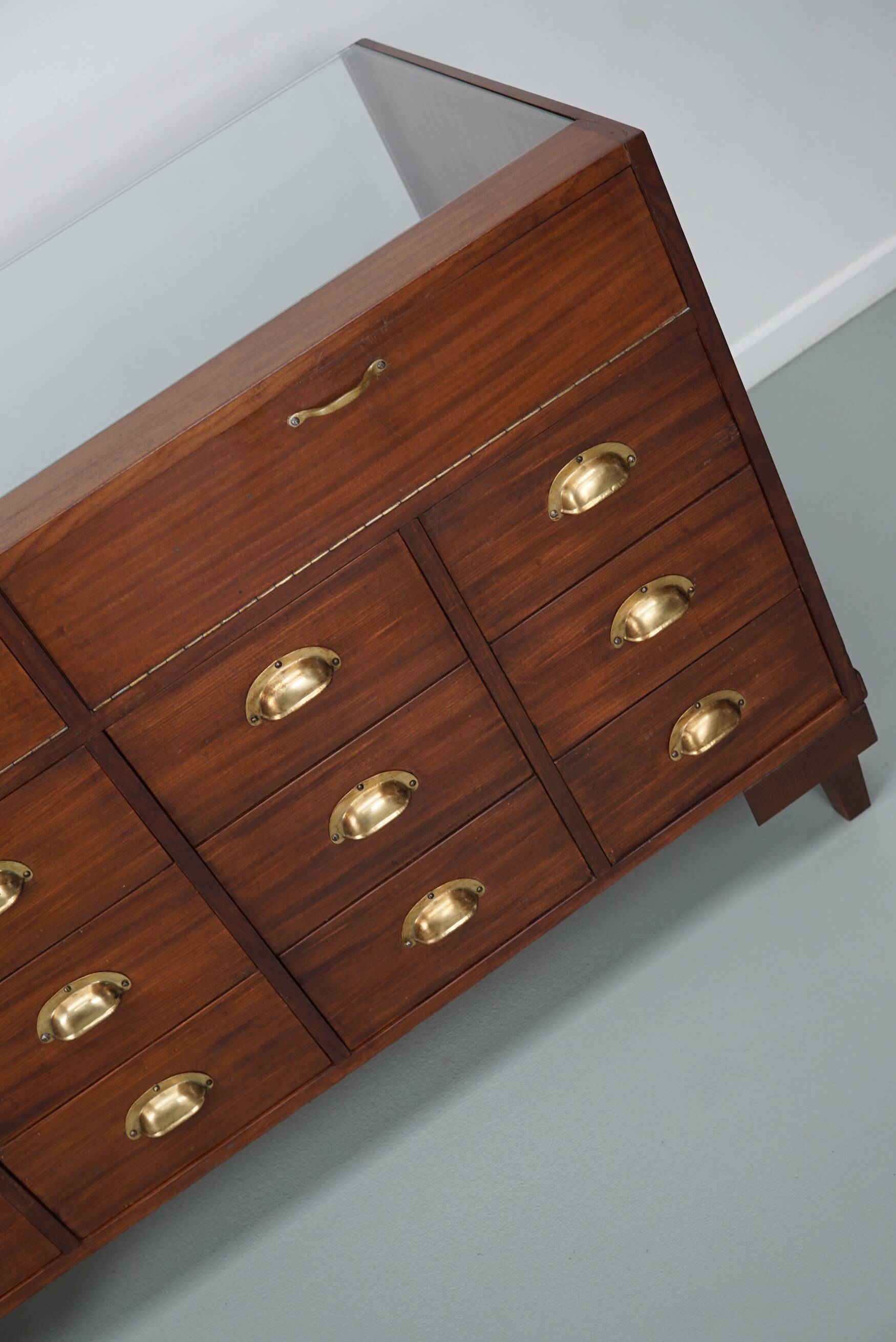 Vintage oak haberdashery cabinet or shop counter, 1950/60