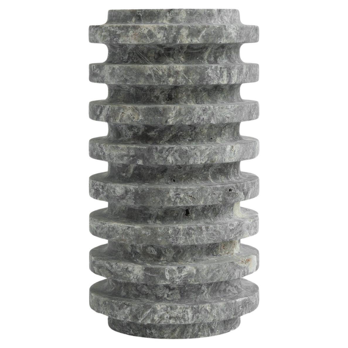 Layered vase in Silver travertine