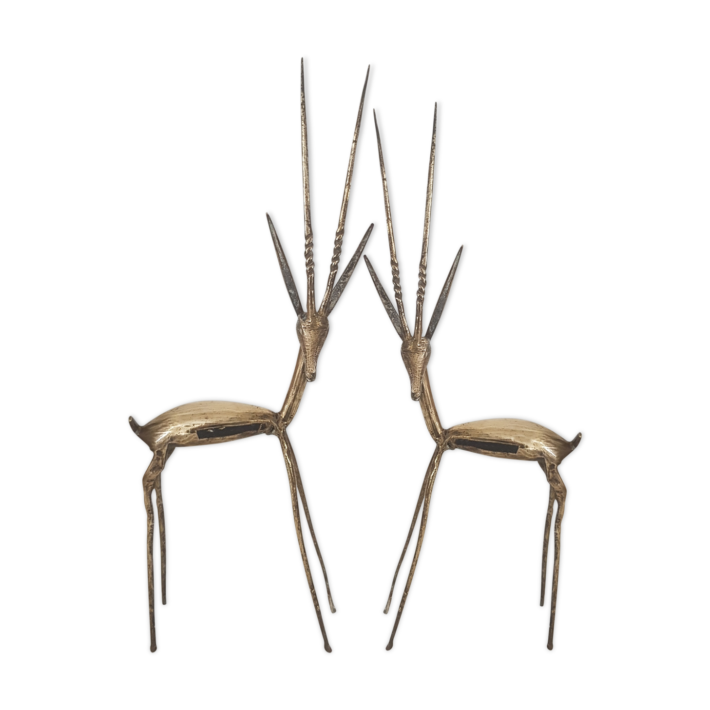 Lot of 2 vintage brass antelopes