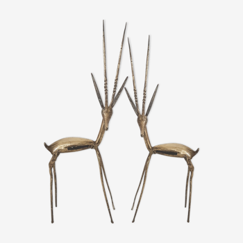 Lot de 2 antilopes en laiton vintage