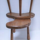 Pair of tripod stools feet solid wood solid wood vintage design
