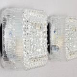 Mid century modern germany cut glass flush mount set 60s