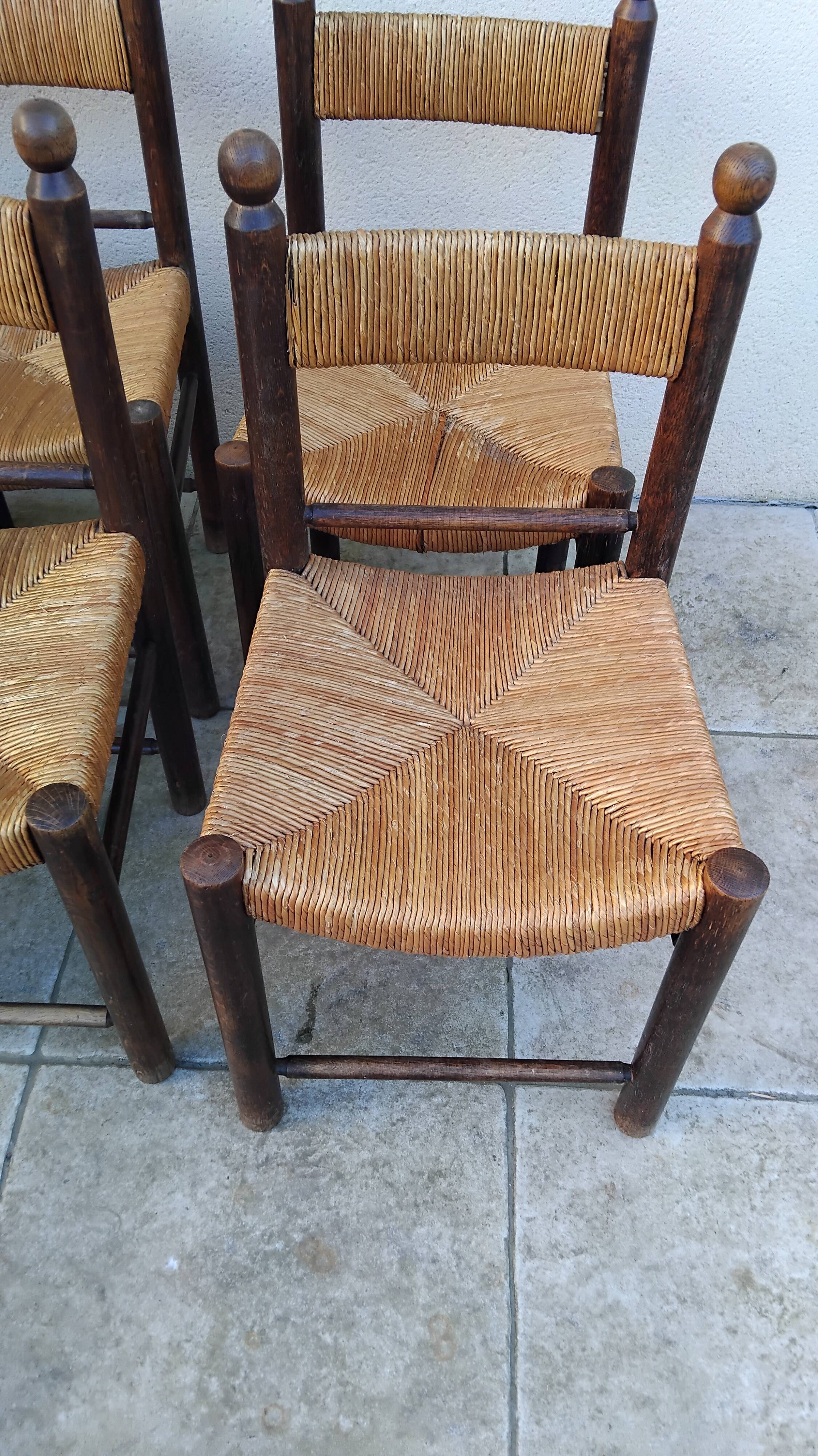 8 vintage straw chairs from the 1950s.