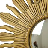 Miroir vintage Sunburst convexe en résine dorée
