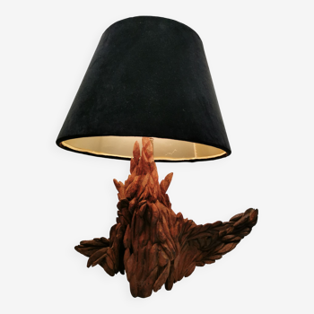 Lampe vintage en bois sculpté