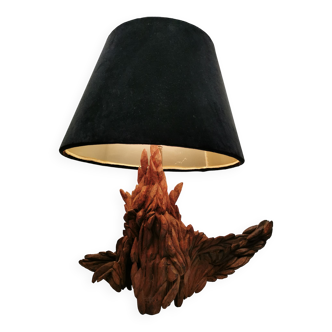 Lampe vintage en bois sculpté