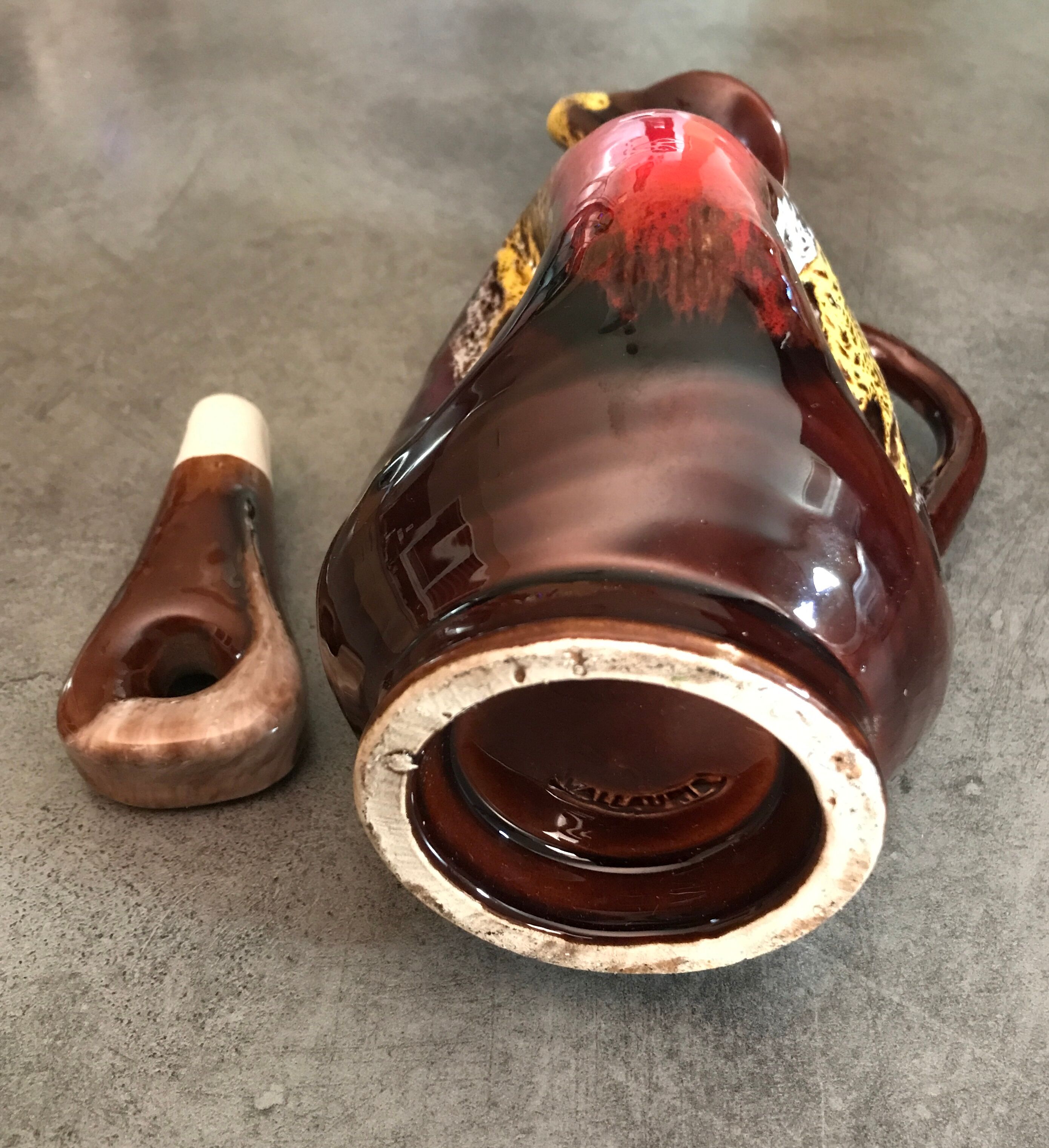 Ceramic bottle of vallauris polychrome enamel 25 cm