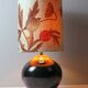Vintage table lamp signed Louis Drimmer, glazed ceramic & lampshade
