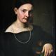 19th Century Oil Painting Portrait Young Lady   Wearing Pearl
