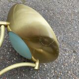 Vintage Italian design gold halogen floor lamp with double spotlight dome.