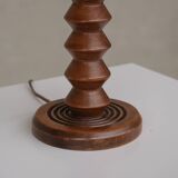 Deco Oak Turned Geometric Petite French Table Lamp