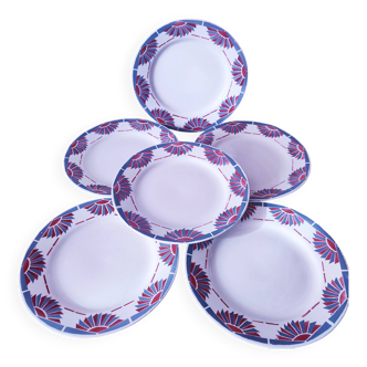 6 Art Deco earthenware dinner plates