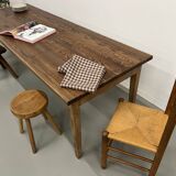 Farmhouse table with spindle legs in solid beech and ash